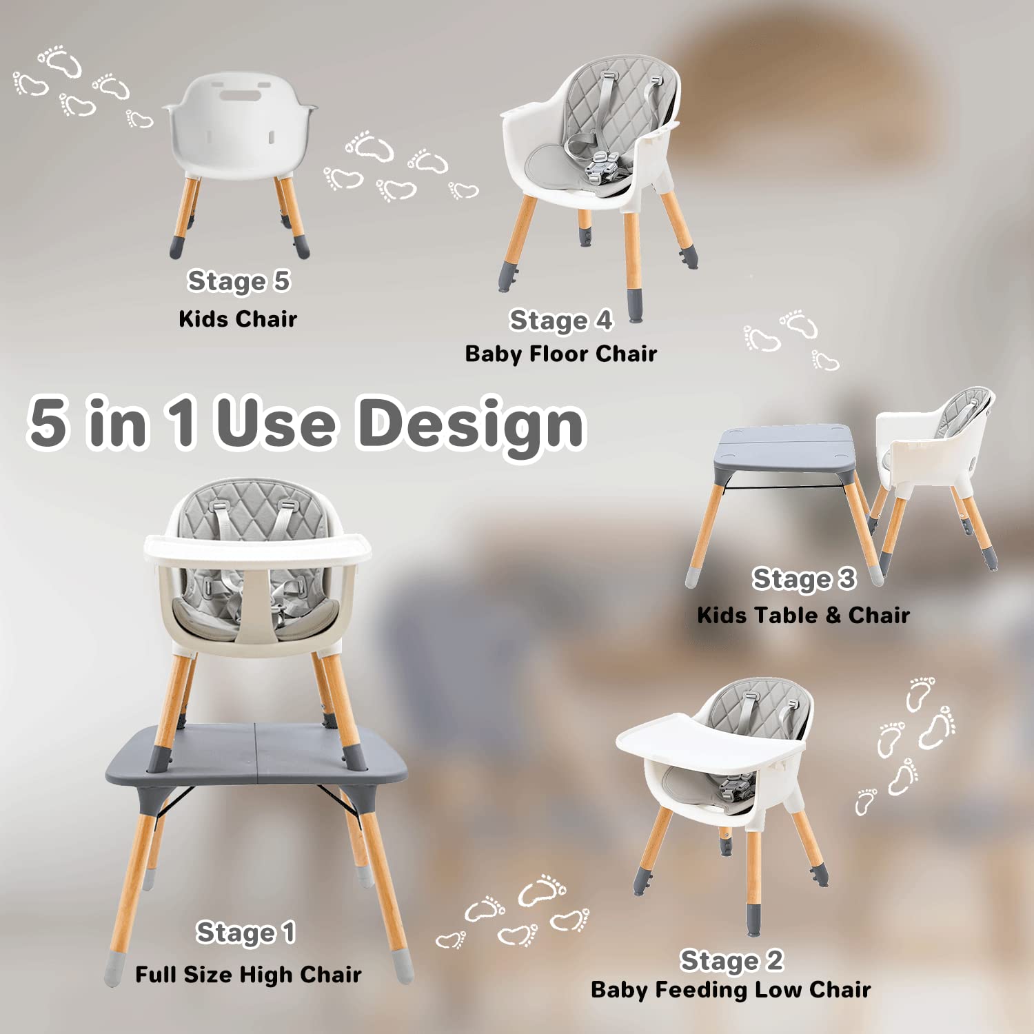 Wooden Baby High Chair IKARE