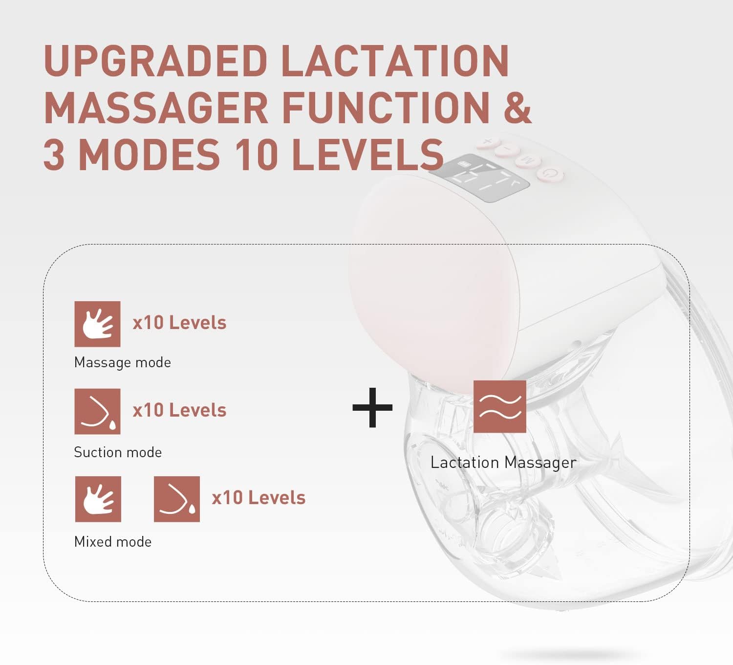 Wearable Double Breast Pump HandsFree Portable Electric 3 Mode&10 Lev